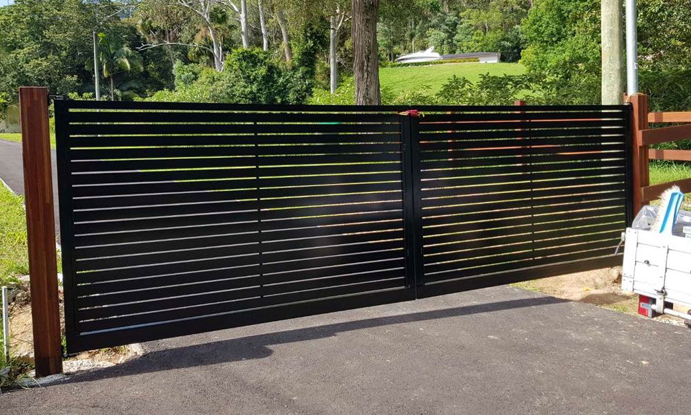 Aluminium Slat Double Swing Driveway Gates